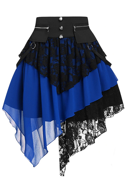 Lace Patchwork Irregular Retro Skirt