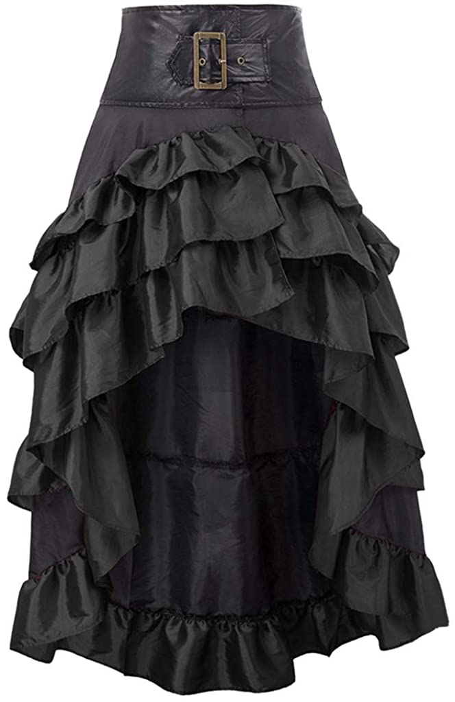 Long Irregular Ruffle High Waist Cake Skirt