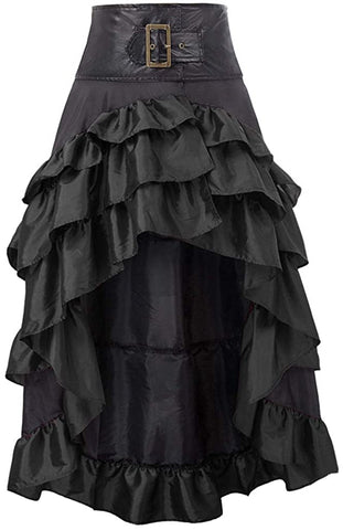 Long Irregular Ruffle High Waist Cake Skirt
