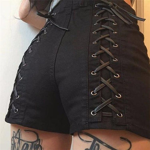 High-rise Bandage Patchwork Shorts