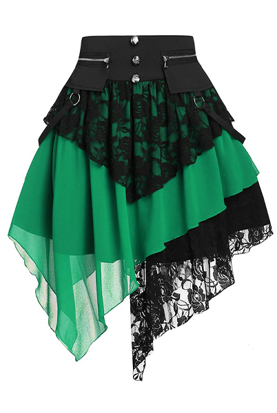 Lace Patchwork Irregular Retro Skirt