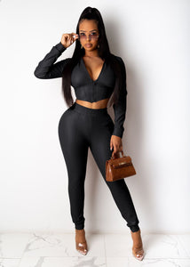 Fall And Winter Flocked Leather Two Piece Set