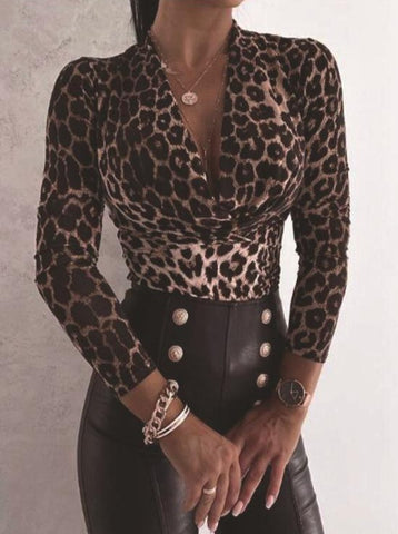 Sexy Long Sleeve V-neck Top
