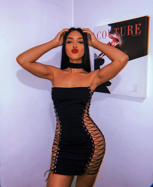 Sexy Double-sided Lace-up Breast-wrapped Slim Dress