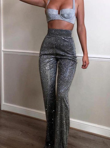 Shiny Wide-leg Pants