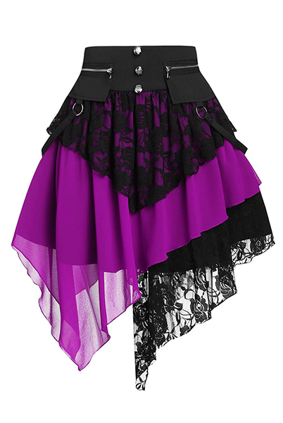 Lace Patchwork Irregular Retro Skirt