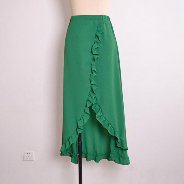 Ruffle lace up skirt sexy high waist cross skirt slit skirt Holiday Beach skirt