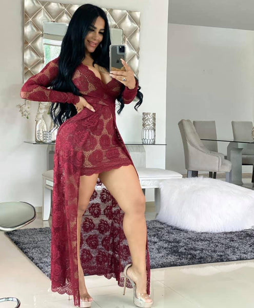 Sexy Solid Color Lace Dress