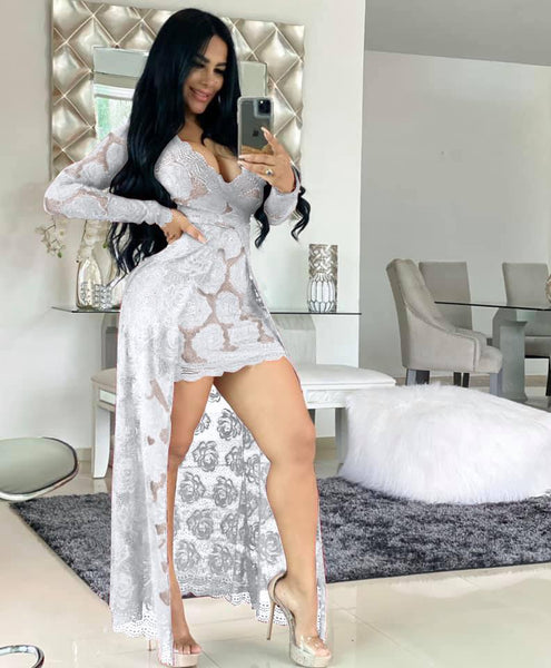 Sexy Solid Color Lace Dress