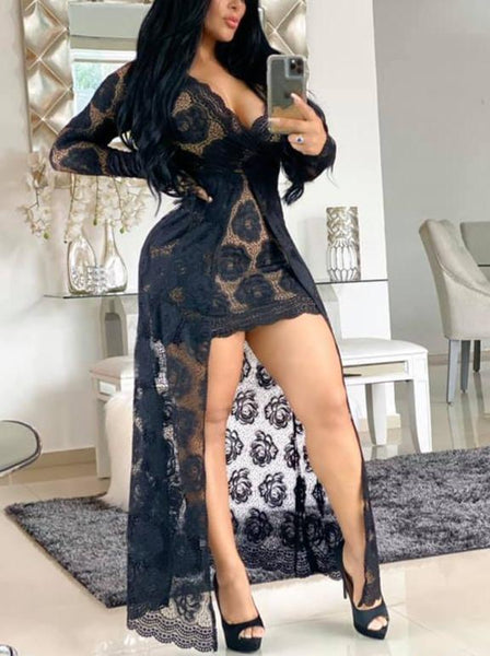 Sexy Solid Color Lace Dress