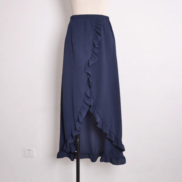 Ruffle lace up skirt sexy high waist cross skirt slit skirt Holiday Beach skirt