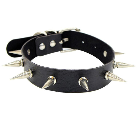 Leather Necklace Rivet Spike Collar