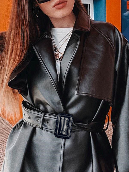 Fashion Belt Leather Jacket