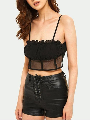 Lace Faux Leather Shorts