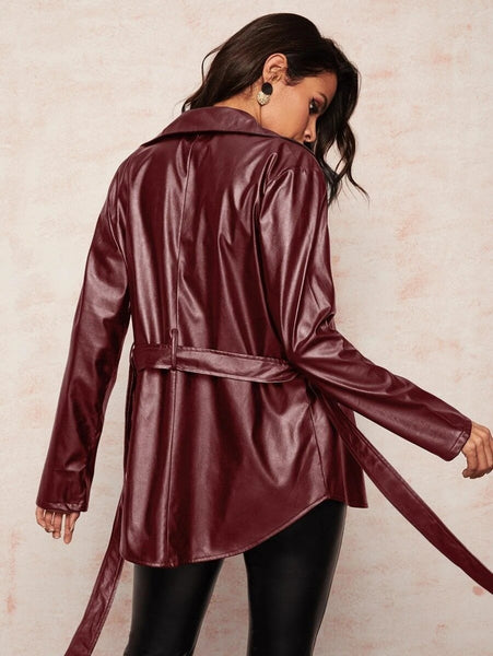Mid-length zipped belt leather top