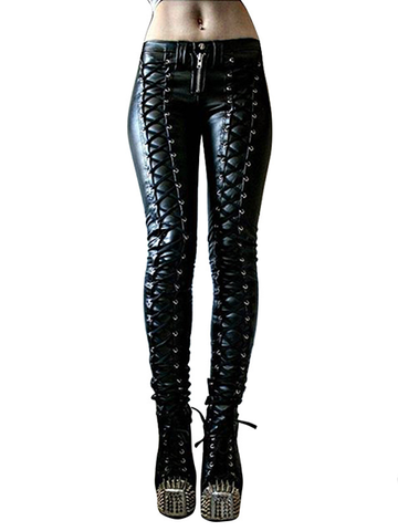 Bandage Plain Casual Pants