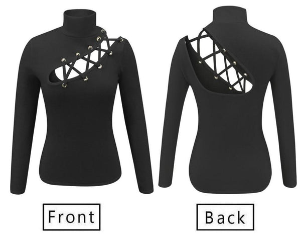 Sexy High Neck Hollow Top