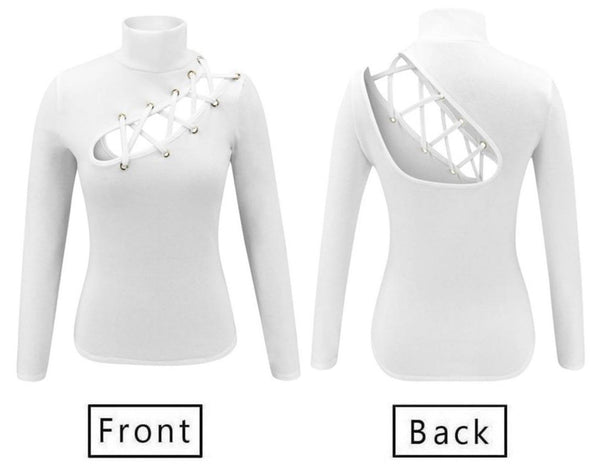Sexy High Neck Hollow Top