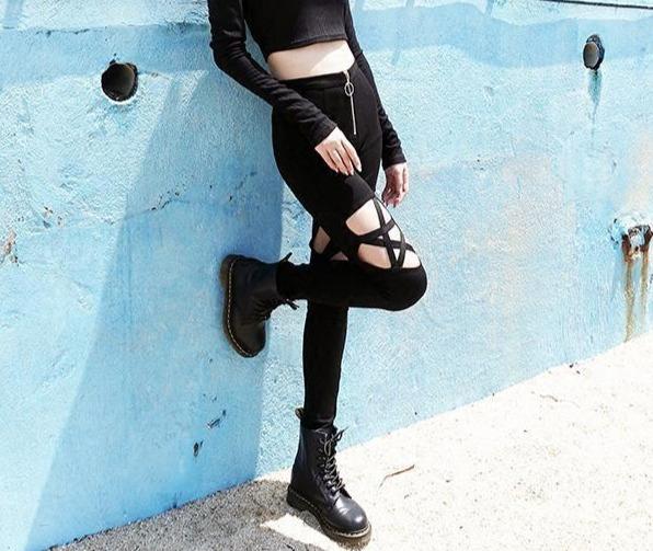 Tight-fitting Five-pointed Star Hollow Casual Pants