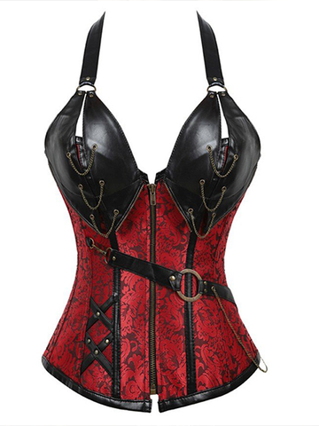 Leather Zipper Belt Bustier