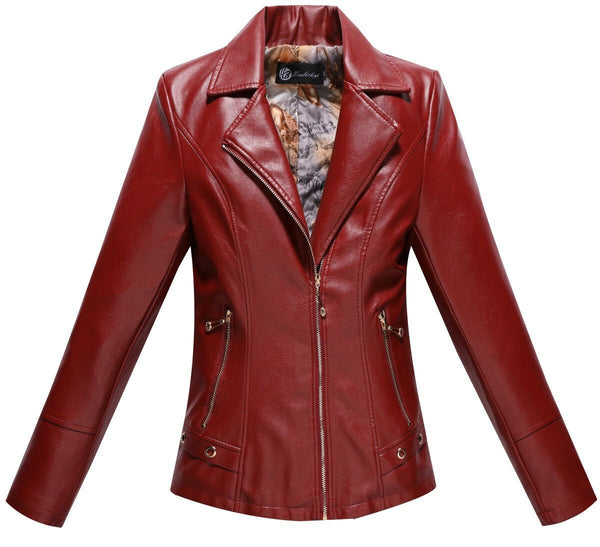 Plush Padded Suit Collar Leather Jacket