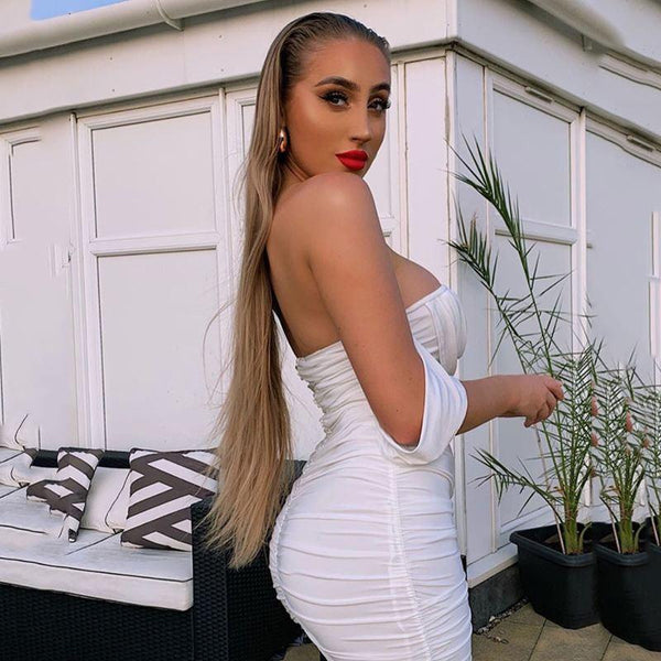 Pleated One-shoulder Dress