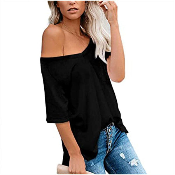 V-neck Solid Color Short Sleeves