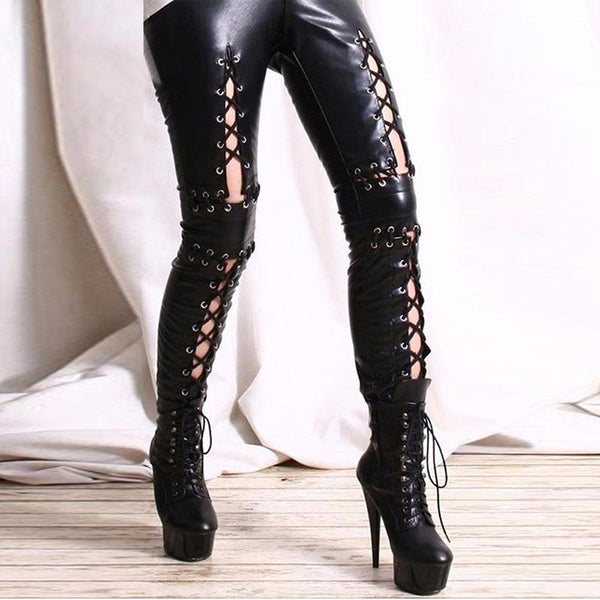 Punk Rock Leather Strapping Pants