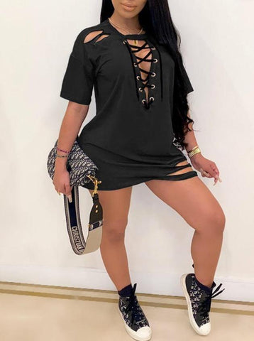 Sexy Ripped Loose Tie Dress