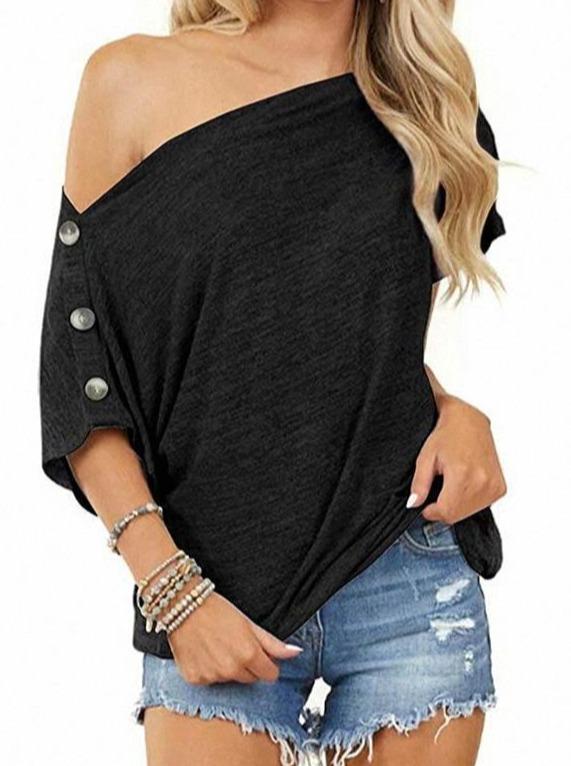 Short-sleeved One-neck Loose Bottoming Shirt
