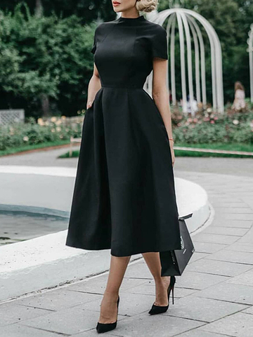 Black Short Sleeve Women's Dress