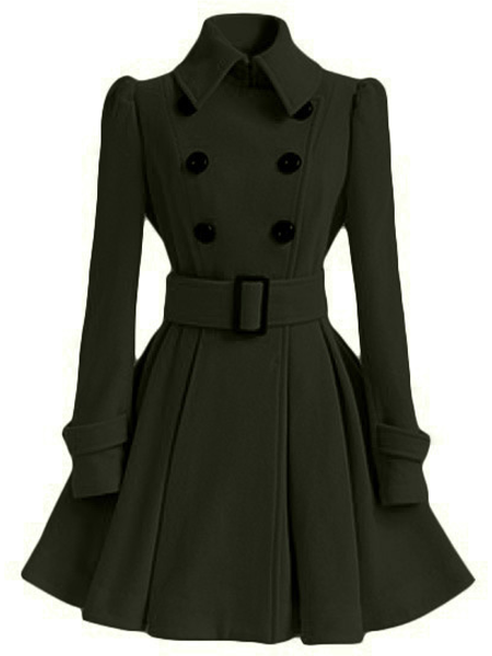 Mid-length Women's Woolen Coats (Multicolor)