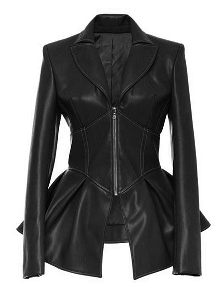 Leather Office Plain Long Sleeve Jacket
