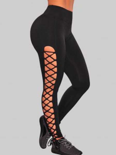 High Waist Hollow Out Straps Gym Legging