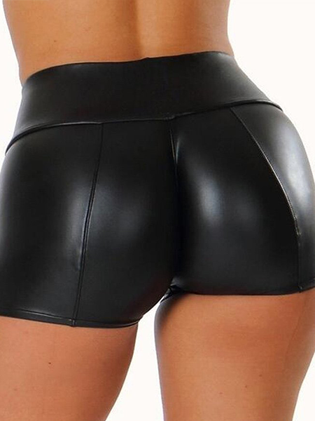 Simple Leather Slim Shorts