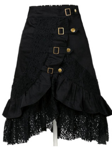 Lace-trimmed Punk Rock Gothic Skirt
