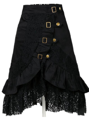 Lace-trimmed Punk Rock Gothic Skirt
