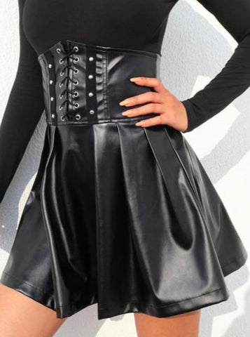 High-waisted Pleated Skirt With Waistband