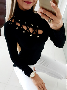 Sexy High Neck Hollow Top