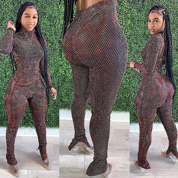 High Neck Tight Long Sleeve Snake Pattern Suit