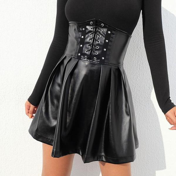 High-waisted Pleated Skirt With Waistband