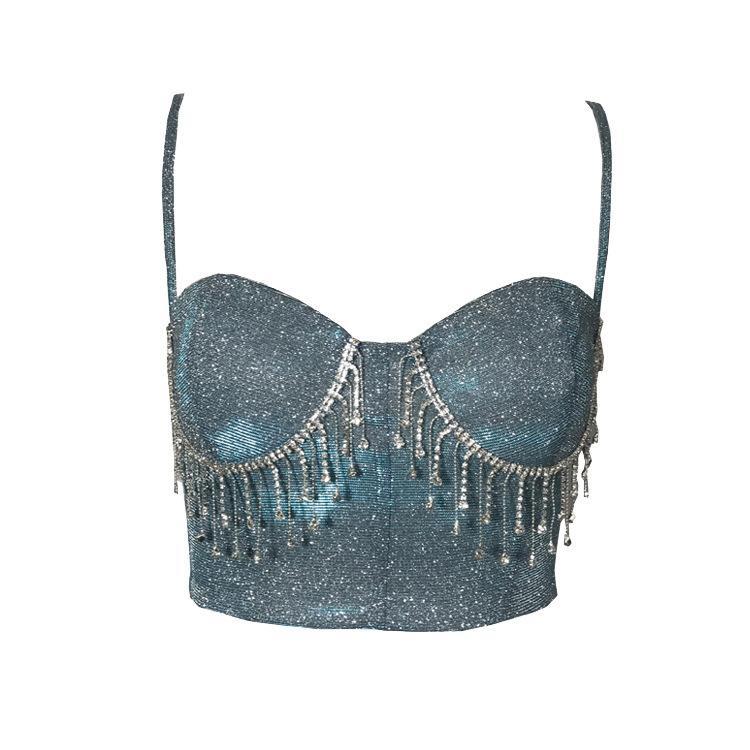 Slim-fit Tassel-studded Halter Vest