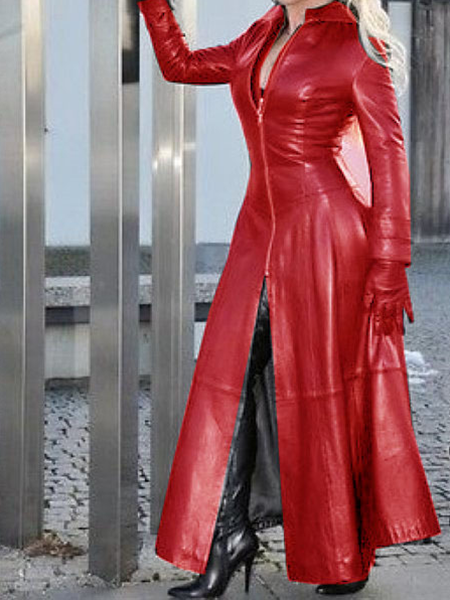 Leather Long Sleeve Zipper Stand Collar Jackets
