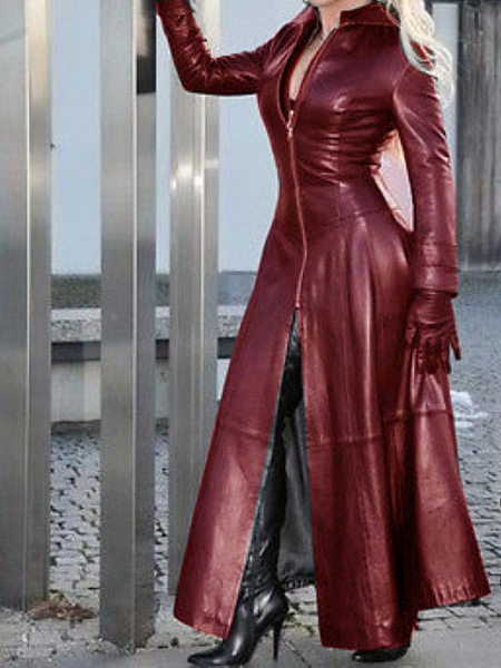 Leather Long Sleeve Zipper Stand Collar Jackets