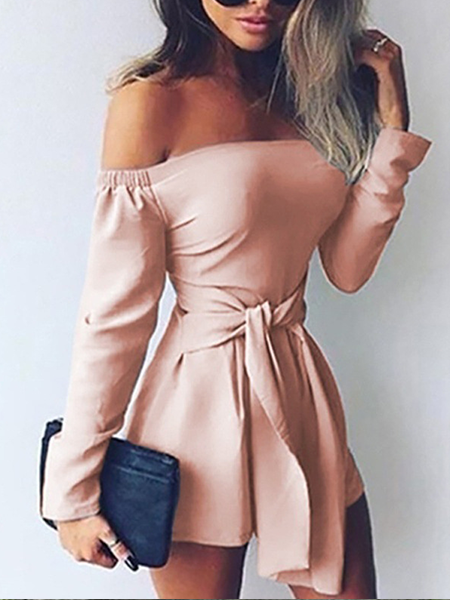 One-shoulder Solid Color Jumpsuit