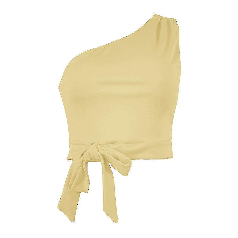 Pure Color Tie Short Cropped Sling Top