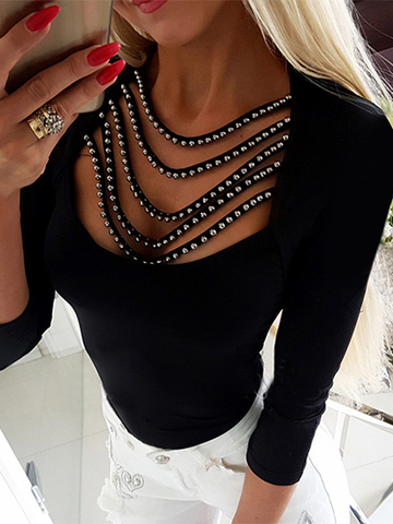 Fringe Bubble Beads Sexy T-shirt