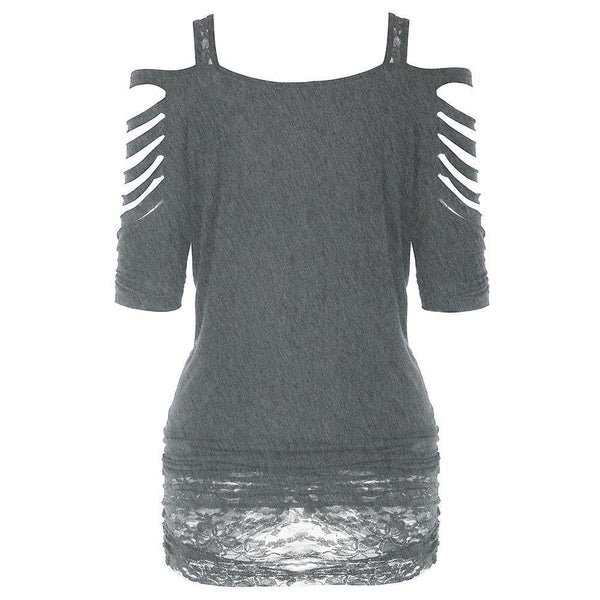 Off-the-shoulder Print Gothic Strap T-shirt