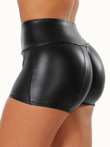 Simple Leather Slim Shorts