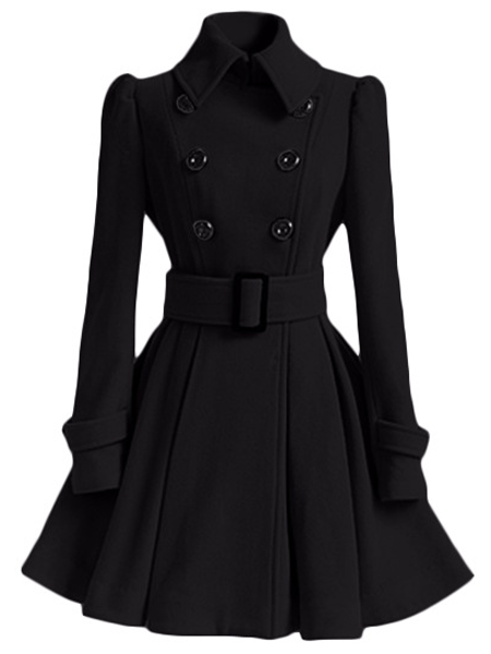 Mid-length Women's Woolen Coats (Multicolor)